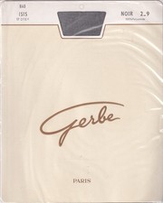 Bas GERBE ISIS 15 deniers coloris Noir. Taille 2 - 9. Vintage stockings.