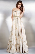 Jovani Beige Print Strapless