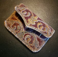 Pochette Broderie Tissus Du 19 Eme Porte Feuille XIX E siècle Cuir Argent Money