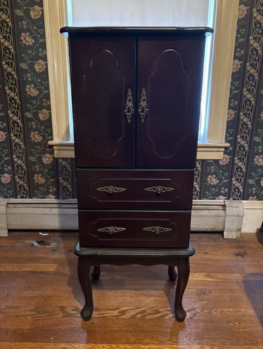 Brown wood jewelry armoire - wood,