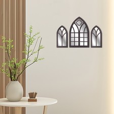  3 Pcs Faux Miroir De Fenêtre Style Église Fenetre Mural Miroirs Vitre