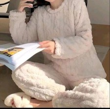 Ensemble de pyjama chaud en velours épais pour femme, pull et pantalon