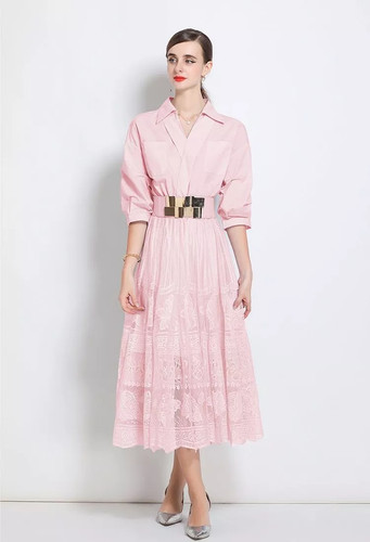 Robe chemise midi avec - robe,