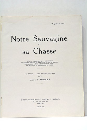 Bommier notre sauvagine sa - bommier,