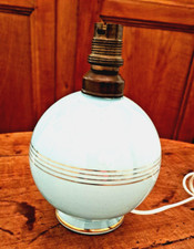 ANCIEN PIED DE LAMPE EN OPALINE BLEUE AVEC LISERETS OR