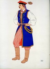 Poland, Krakow costume...antique Chromolithographs..1939