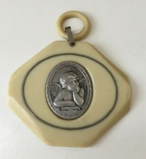 	Médaillon de Berceau bakélite Ange naissance Vintage 