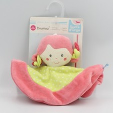 Doudou plat poupée rose vert Doumou SUCRE D'ORGE - 25494