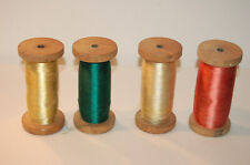 4 anciennes grandes bobines de fil  de soie  en bois mercerie  12 cm