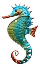 Hippocampe Panneau mural / Décoration murale en métal/verre 15 x 25 cm Sea-Club