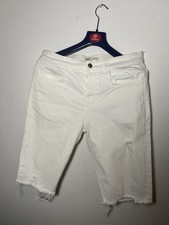 Zara Pantalon Court Homme Blanc Denim Jeans Élastique Short Taille L