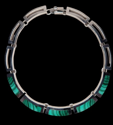 Collier argent malachite - et,