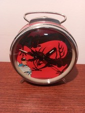 REVEIL TINTIN DECO " LE LOTUS BLEU " TBE MECANISME  FONCTIONNEL