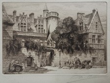 RARE EAU FORTE SIGNEE CHARLES PINET MUSEE DE CLUNY À PARIS 41 X 32,5 cm