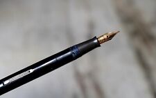 STYLO PLUME WATERMAN ANCIEN A LEVIER N 3 RESINE NOIRE- PLUME OR MASSIF 18 CARATS