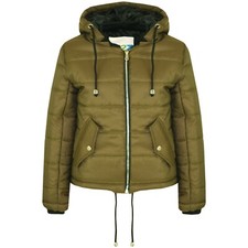 Enfants Filles Olive Veste Court Doudoune Bulle à Capuche Chaud Manteaux 5-13 An