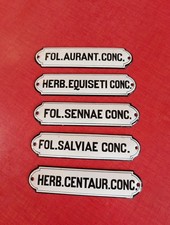 Plaque D'utilité Émaillée Apothicaire Anciennes Pour Meuble A Tiroir Z1