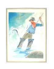 Milivoy Uzelac  - Les Joies du Sport -  la Pèche Sportive - Lithographie  1932