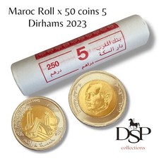 ✅ MAROC Rouleau de 50 pièces x 5 Dirhams 2023 Mohammed VI, UNC, NEW NEW