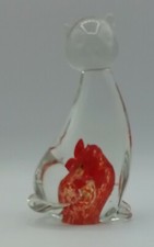Chat Grande Figurine Statuette Verre Murano Vintage