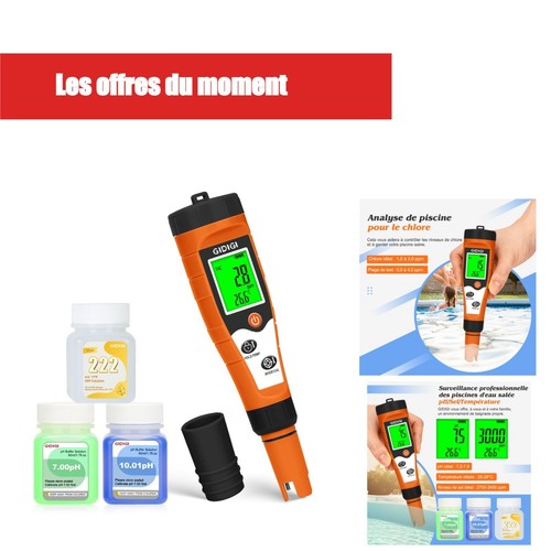 Testeur chlore sel - 1, ph,
