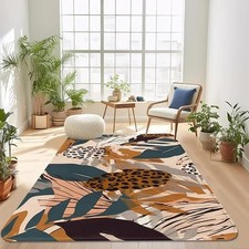 Tapis de salon lavables abstraits 5 x 7, tapis de salon imprimé léopard,