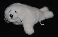 Peluche doudou phoque PIA blanc yeux durs 27 cm TTBE