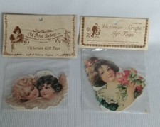 Vtg Set of Two 16 Victorian Scraps Die Cut  Gift Tags Old Print Factory,Inc.USA