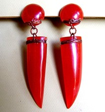 634 /  MARION GODART / BOUCLES D'OREILLE CLIPS /   RESINE ET ROTIN