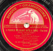 Tommy Dorsey : I poured my heart into a song 78 tours rpm GRAMOPHONE K-8389