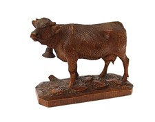 Statuette sculpture vache bois Forêt Noire 1913 / Black Forest wooden cow figure