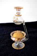 Brûle huiles essentielles, état neuf, en verre, 17 cm, avec sa bougie