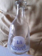 LA CRESSONNEE ancienne  carafe loupe à absinthe  marquée en bleu et en rouge