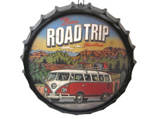 plaque déco mural VOLKSWAGEN COMBI T1 forme capsule diamètre 42cm / prof 4,5cm