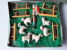 c1900  Jouet  ancien MOUTON  LAINEUX  BERGER  CHIEN  BOITE  sheep  in  box