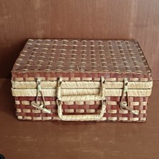 Ancienne Valise Pique-nique En Osier, Malette Picnic Rotin, Vintage