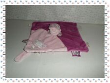 ◈ - Doudou Plat Carré Fille Poupée Kenza  Rose Mauve Gris Noukies Noukie's 
