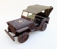 Rare Jeep US en Tole Soudée 17Cm Etat d'origine JRD Jan Vinot Luxia 1945-46