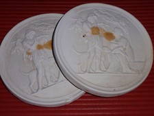 2 ANTIQUE BISQUE RELIEF