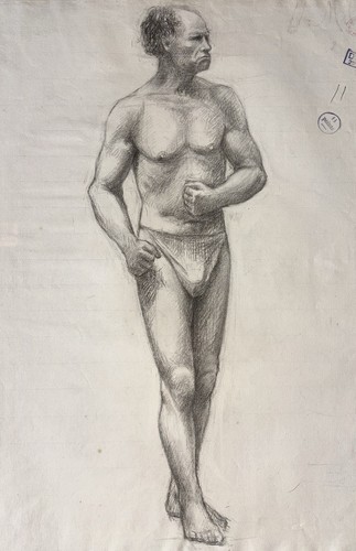 Dessin ancien fusain étude - ancien,