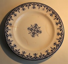 Assiette faïence Vieux Rouen/Terre de fer/Signature LG + Ancre Marine