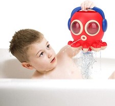 Jouet de bain pour bébé, pieuvre rouge avec fontaine rotative