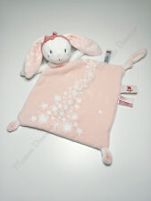 Doudou Plat/Mouchoir Lapin Rose Blanc Étoile Luminescent Attache Tétine  Nicotoy