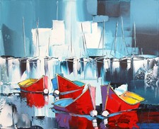 Peinture sur toile 38 x 46 «Nouveau départ » de l'artiste peintre DOUCHEZ