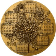 France, Médaille, Calendrier, Fiat Lux, 1971, Bronze, SUP