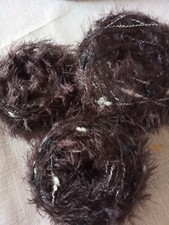 Lot de 3 Pelotes Fantaisies aspect poilu (Marron Foncé et Blanc) - (400g)
