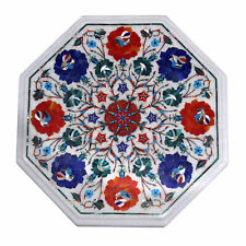 15 " Marbre Coin Table Top Demi Précieux Pierres Incrustation Handmade Home