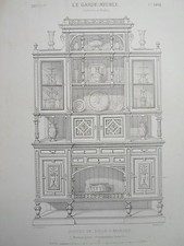Buffet salle à manger ornements HENRI II  GRAVURE le GARDE-MEUBLE MIDART XIXéme