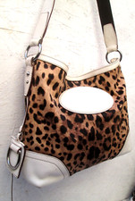 DOLCE & GABBANA  grand Sac  toile et  cuir blanc TBEG vintage