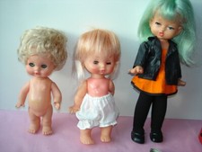 Lot de 3 anciennes poupées italiennes ,Migliorati (la birichina.) , Gabar.